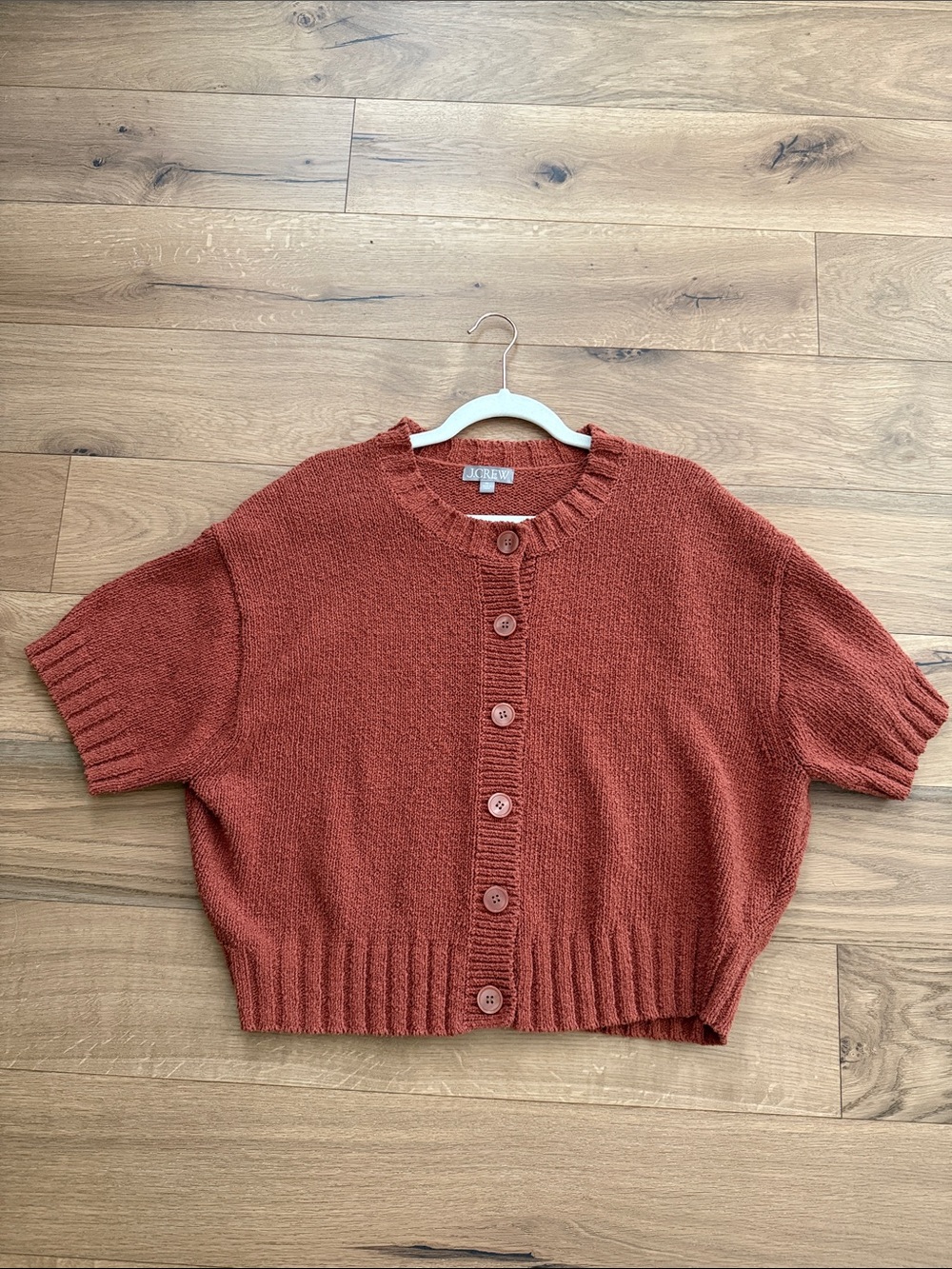 J. Crew Marina crewneck cardigan in textured cotton blend